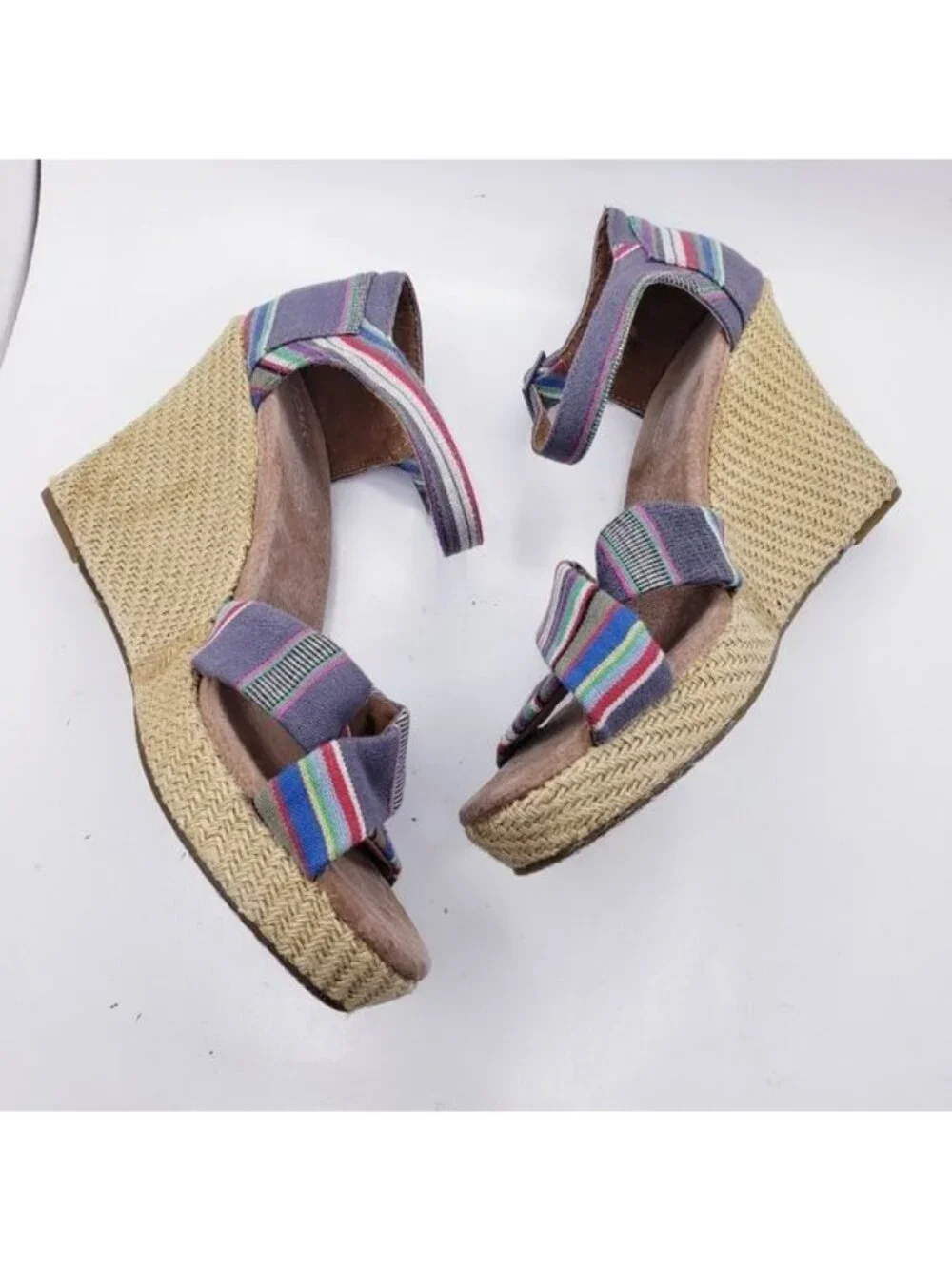 Toms Sienna Serape Wedge Heel Platform Ankle Strap Sandals Women's Size 9